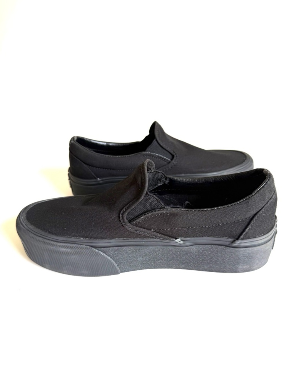Vans Classic Slip-On Stackform Triple Black Platform Sneakers Sz 7.5W/6M EUC - Picture 5 of 15